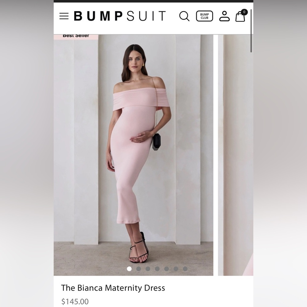 Bumpsuit Pink Bianca Maternity Off the Shoulder Dress